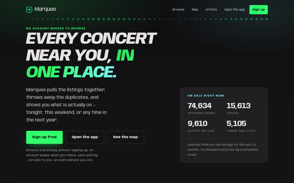 Screenshot of Marquee